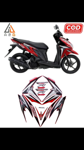 Stiker Striping Lis Body Motor Honda Vario Techno 125 FI Helm In 2012 Merah Standar Full Set