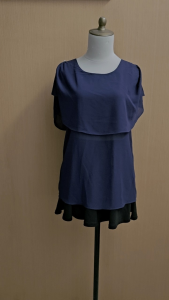 atasan wanita biru tua navy M cewek blouse model cape cute santai