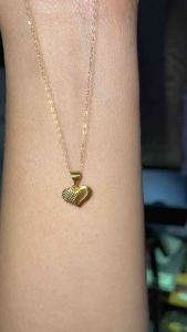 PAWNABLE 18K Saudi Fine Tauco Chain(thin)with 18K Saudi Gold MINI Heart Silhouette Pendant(open back)