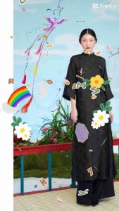 SET ÁO DÀI LỤA GẤM NỮ FROM SUÔNG CAO CẤP ĐI TIỆC  CƯỚI HỎI KÈM QUẦN PHI SIÊU MỊN