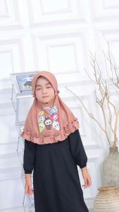 JILBAB ANAK LABUBU BAHAN JERSEY PAD REMPEL TERBARU