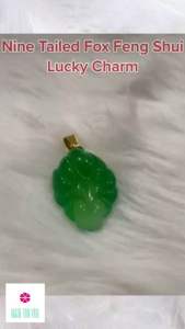 MFY Nine Tailed Fox Original Stone natural jade stone lucky charm 18k gold plated necklace blessed cleaned energized
