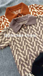 Baju Anak polo rajut Premium motif V 1-6th