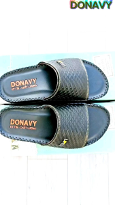 Dép Quai Ngang Nam Da DONAVY Cao Cấp Kiểu Quai Số 1  Nổi Bật Đế Cao Su Đi Êm Chân D.D1