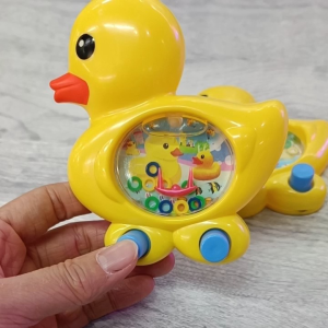 1pcs - VINTAGE TOY WATER GAME YELLOW RUBBER DUCK PRESS HOOK KIDS PARTY GIFT