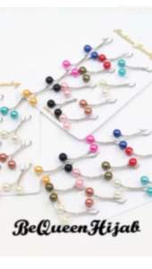12Pcs/Set Multicolor Headscarf Pearl Pins Clips Brooches Hijab Scarf Clips Muslim Arab Shawl Accessories Women Jewelry (Design Terbaru)