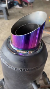Exhaust Muffler Tip v4 63mm Titanium Stainless with Iridescent Finish