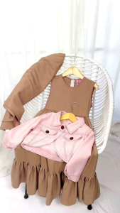 Setelan anak gamis perempuan maurin/setelan anak gemoy perempuan/gamis anak 3 in 1/setelan anak rempel