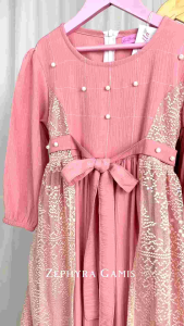 Labella Berkha Zephyra Gamis Anak crinkel Simpel Lebaran 2024 Kekinian Cantik