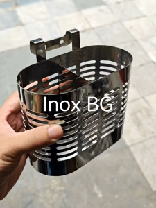 [Inox304] Ống đựng đũa thìa muỗng... 2 ngăn bầu dục chất liệu inox304 cao cấp