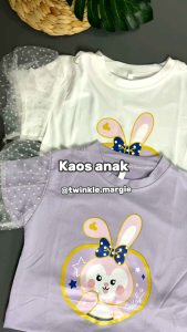 Twinkle Margie: Baju Kaos Atasan Anak Perempuan Kelinci Lengan Balon Tutu