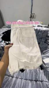 QUẦN ĐÙI DENIM JEAN BÒ TUA RUA QC HAI MÀU ĐEN TRẮNG