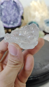 Natural Precious Brazil White Quartz Crystal Toad Carved Ornament WTO01 #WhiteCrystal
