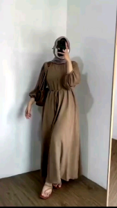 Sebelasid - Inara Dress Gamis Crinkle Airflow Wanita Terbaru Gamis Viral Kekinian Modern Mewah