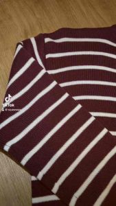 Rebecca Cardigan Rajut Wanita Premium Tebal Motif Stripe Korean Style