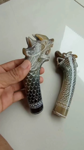 Gagang Hendle Golok Tanduk Ukiran Naga Produk Galonggong Tasikmalaya