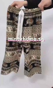 【📣SG Seller】🔥fast delivery🔥Long Summer cotton silk womens high waist wide leg pants cooling pajamas