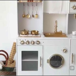 KiddieStore Wooden Kitchen Pretend Playset Kitchen toy with accessories Kitchen Toys (Sounds + Light)