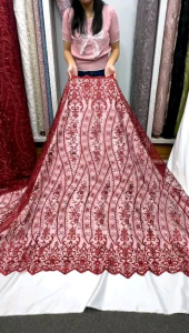 (HARGA PERSETENGAH METER) bakal kain tulle slowlee full bordir payet spaengle mewah/cocok buat bakal kebaya dress gaun dll