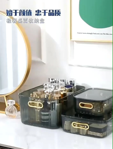 OHHDEER Acrylic Box With Cover Cosmetics Boxes Shelf Space Saving Desk Drawer Organizer Plastic Storage Container 带盖收纳盒