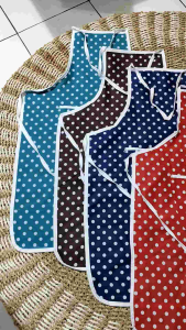 Celemek / apron masak dewasa motif polkadot bahan katun 75x50 cm ada saku celemek motif alat masak