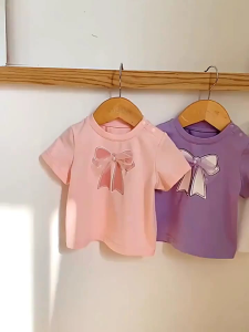 M36 Baby Girl Ribbon Design Shirt Sleeve T- Shirt