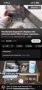 Premium 1Pack Water Filters For Breville BWF100 Filters With Ion Exchange Resin for coffee machine breville