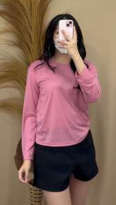 KAOS POLOS OVERSIZE WANITA LENGAN PANJANG ROUND NECK COTTON COMBED 30’S
