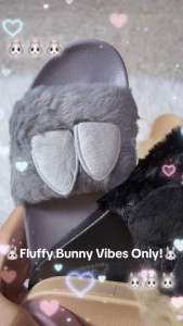 ✨TTFS✨ Fluffy Bunny Ears Slides | Soft Fur Cute Indoor Slippers for Women Comfy Anti-Slip Sandals G7070