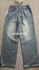 Maweth Biru Retro Highwaist Celana Jeans Wanita Loose Kekinian