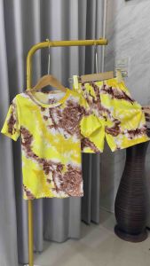 ชุดเด็ก ลายมัดย้อม ลายสงกรานต์ แขนสั้นขาสั้น ผ้าไมโคร นิ่มบางเบาใส่สบายสีสดซักง่ายสีไม่ตก(ส+ส)มัดย้อมเส้นสี