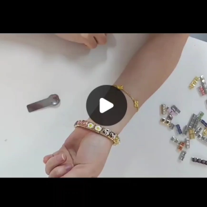 Black Bracelet Module DIY Italian Charm Bracelet with Individual Links and Dangling Connector Charm for Personalisation