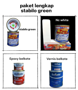 ready paket lengkap cat duco penta stabilo dengan berbagai varian warna terdiri dari 4 item penta nc white penta stabilo epoxy belkote dan vernis belkote