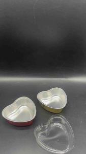 100ml Heart Shape Aluminum Pans with Lids Red and Gold 10pcs
