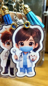 Chibi Keychains of Professions with tassels teachers doctors dentists lawyers engineers chefs soldiers firefighters nurses police etc. laminated