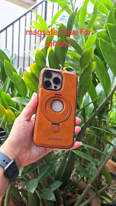 IPHONE 13 / 13 Pro / 13 Pro Max Casing Luxury Leather Metal Ring Stand Magsafe Cover Phone Case