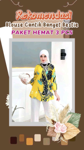 Atasan Batik Blus Wanita Atasan Wanita Baju Lembut Kancing Depan M L XL XXL