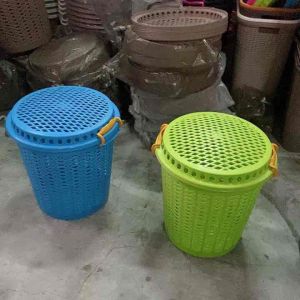 UniGlobal High Quality Round Laundry Basket With Cover Heavy Duty Space Saver