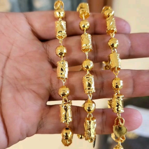 Gelang Bola Bambu Ukir Besar Lapis Emas Kuning 24k