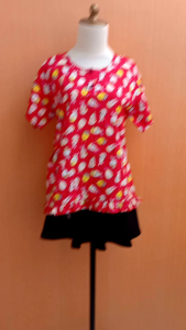 atasan wanita merah motif pooh SUNLY cewek cute santai blouse lengan pendek