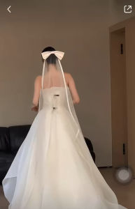 Lúp cài tóc cô dâu nơ viền đẹp dài 3m5