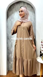 Dress Wanita Kekinian Lengan 3/4 Motif Polos Terbaru Bahan Rayon Premium LD 110 cm