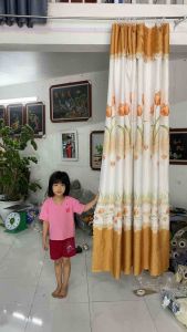 Rèm rido rèm móc nhựa vải phi bóng hoa tuylip vàng hợp rèm cửa chính rèm cửa sổ rèm ngăn phòng trang trí nhà