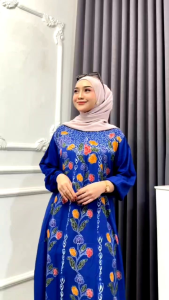 Gamis trend batik kekinian rayon cap malaman gamis lengan panjang hitam