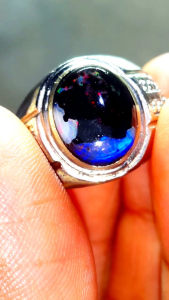 Cincin Batu Black Opal Sempur Banten Jarong Natural