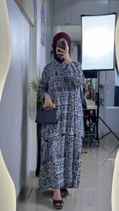 LC2041 Premium Oversized Dress Tipis Motif Batik Fashion Retro Terbaru