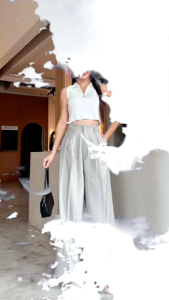 🌷กางเกงแฟชั่นสาวอ๊อฟฟิต งานกระบอกใหญ่จับจีบทวิส สาวอวบมีหน้าท้องและต้นขาใส่ได้