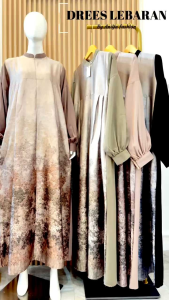 DRESS SATIN SILK PRINTING PREMIUM BY ANIYA GAMIS LEBARAN BAHAN SILK PRINT