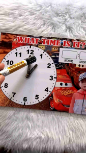 laminated reusable learning clock A4 size personalized