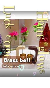 Wooden Cymbal Set with Golden Bells for Meditation or Decor